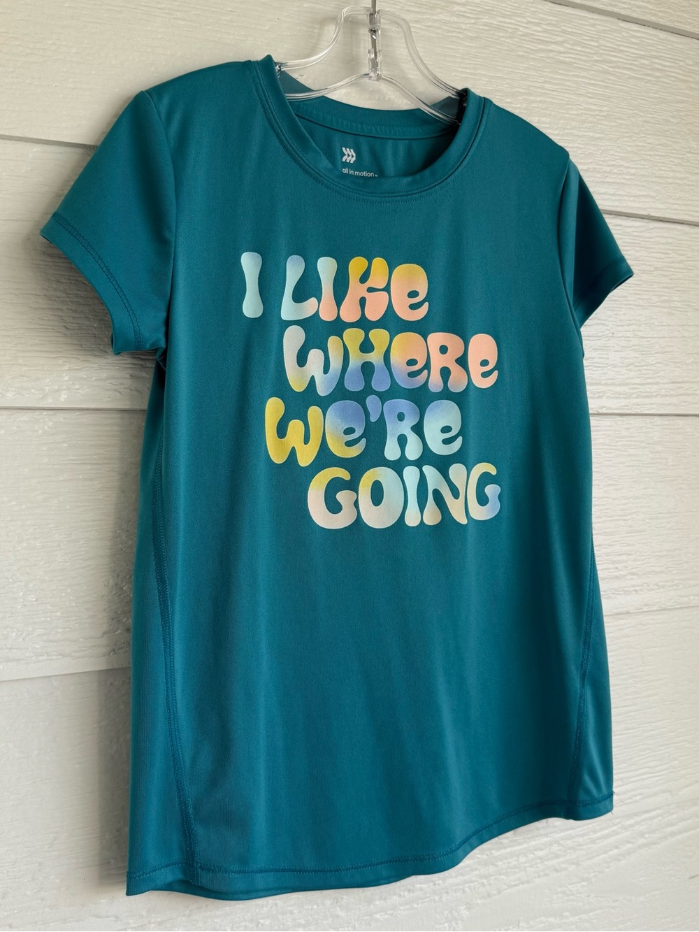 All in Motion Teal Graphic Tee "I Like Where We're Going" + Light Blue Skort 8 - Picture 10 of 16